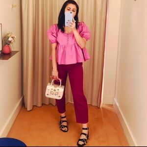 Bubble gum pink Free People Veronica Blouse